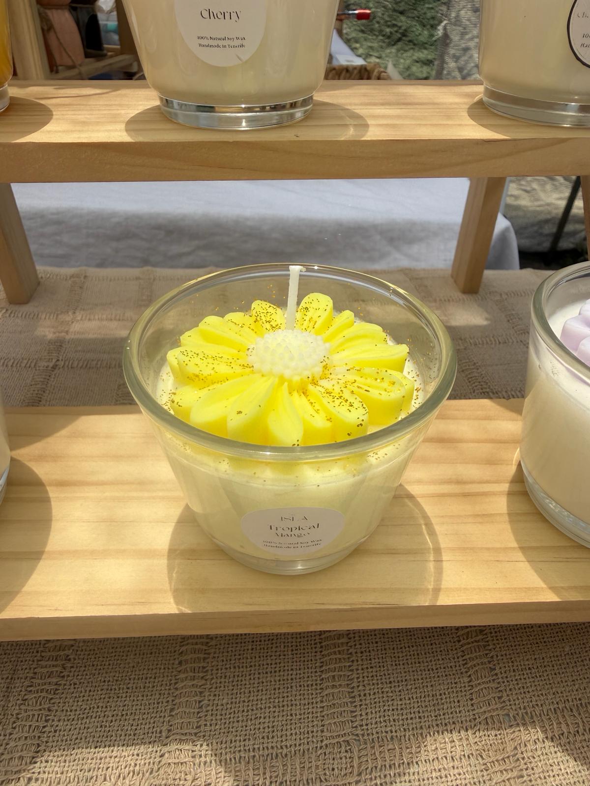 VELA DECORATIVA MARGARITA - AROMA MANGO
