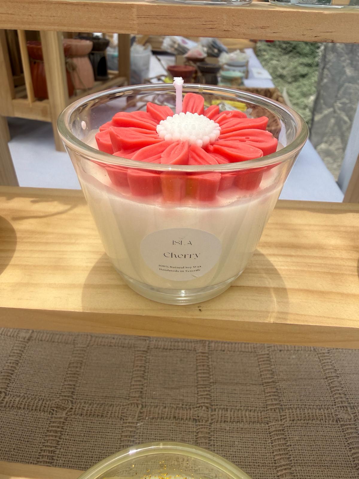 VELA DECORATIVA MARGARITA - AROMA CEREZA